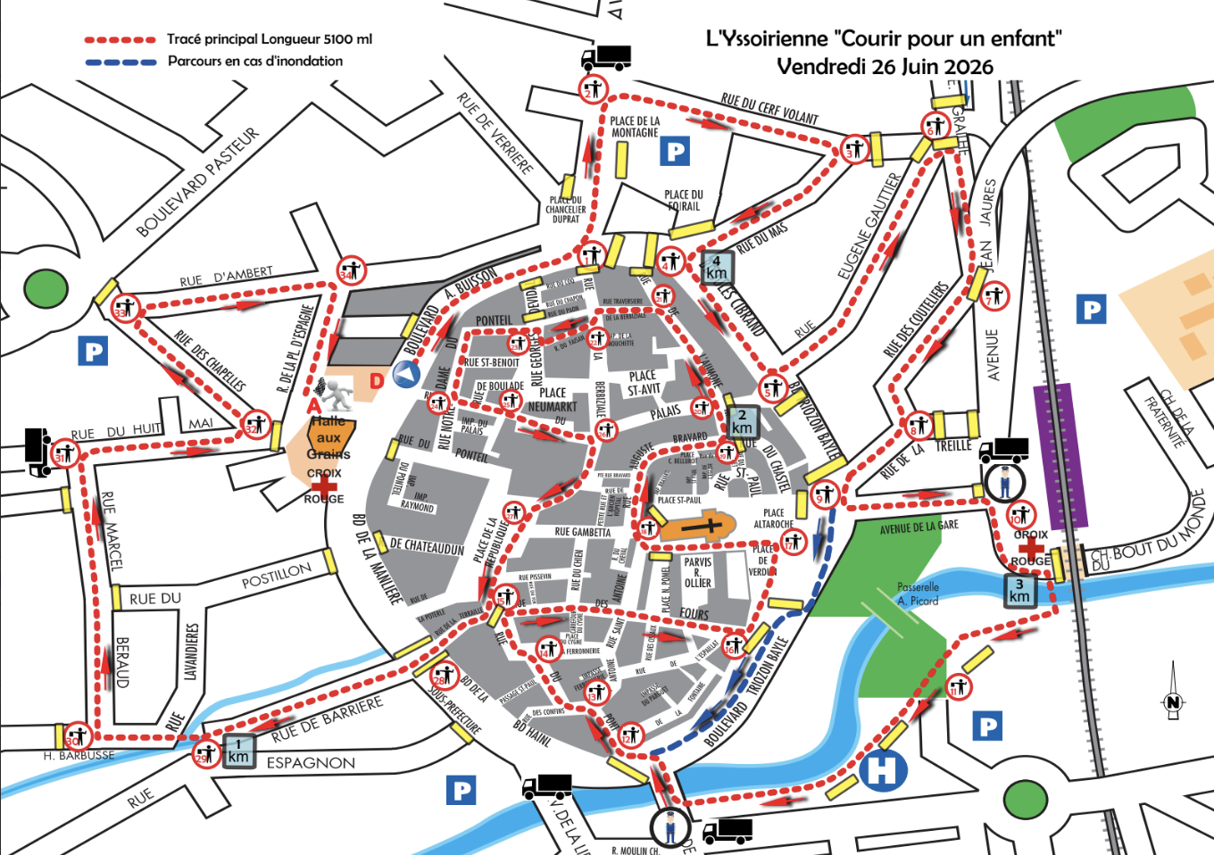 Parcours de la course Courir à Issoirepour un enfant de l'Yssoirienne Kiwanis